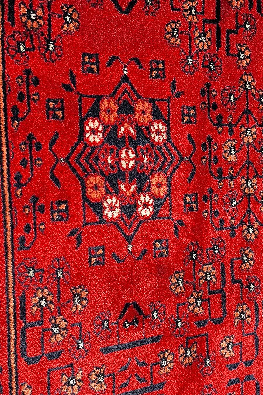 Afgan Halısı Bilicik Etnik Hamyap Otantik Desen Viskon Kırmızı Halı Bc03 - 6