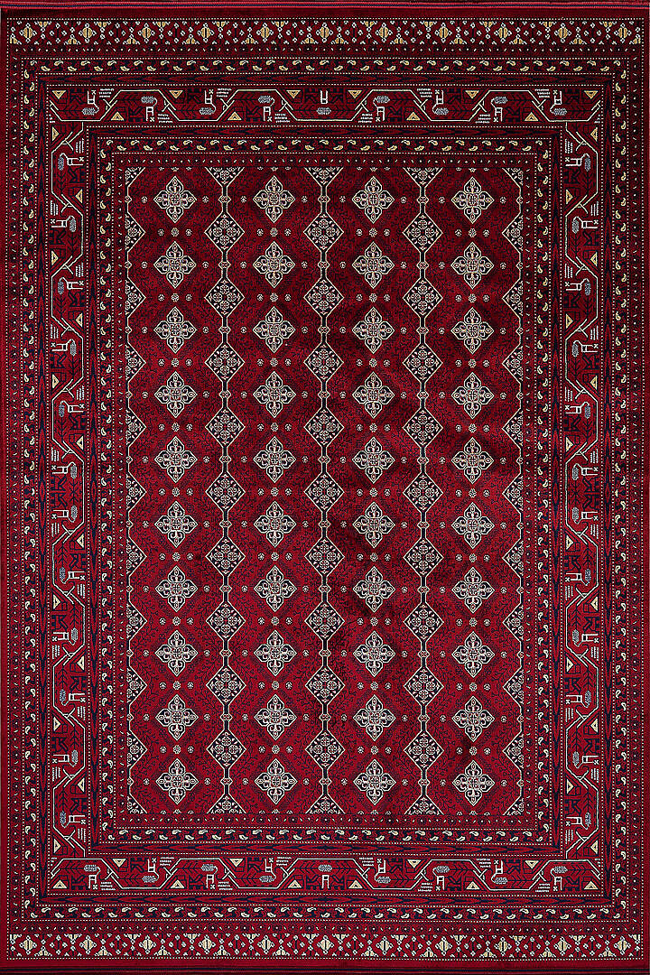 Afgan Halısı Bilicik Etnik Hoca Roshnai Otantik Desen Viskon Kırmızı Halı Bc04 - 2