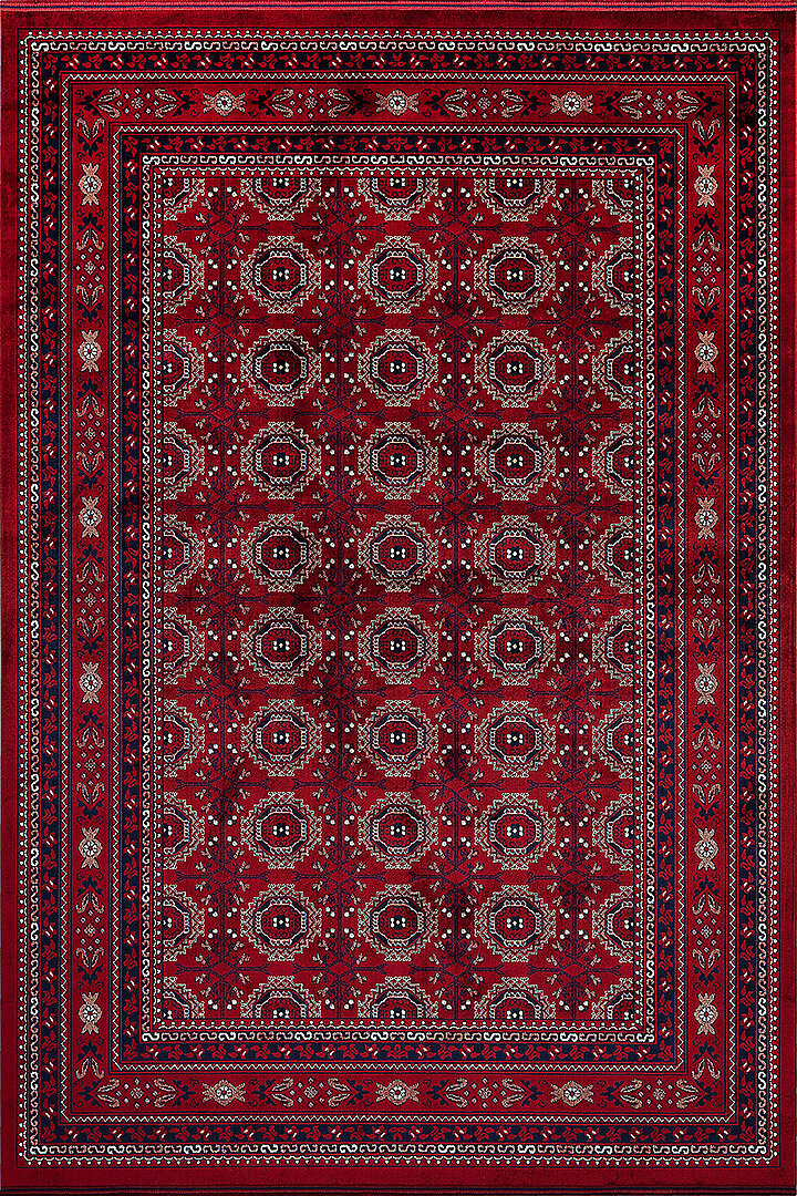 Afgan Halısı Bilicik Etnik Kunduz Otantik Desen Viskon Kırmızı Halı Bc01 - Frenda (1)