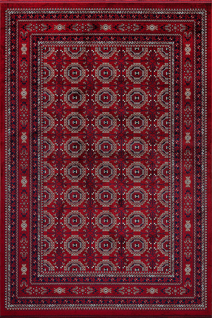 Afgan Halısı Bilicik Etnik Kunduz Otantik Desen Viskon Kırmızı Halı Bc01 - 2