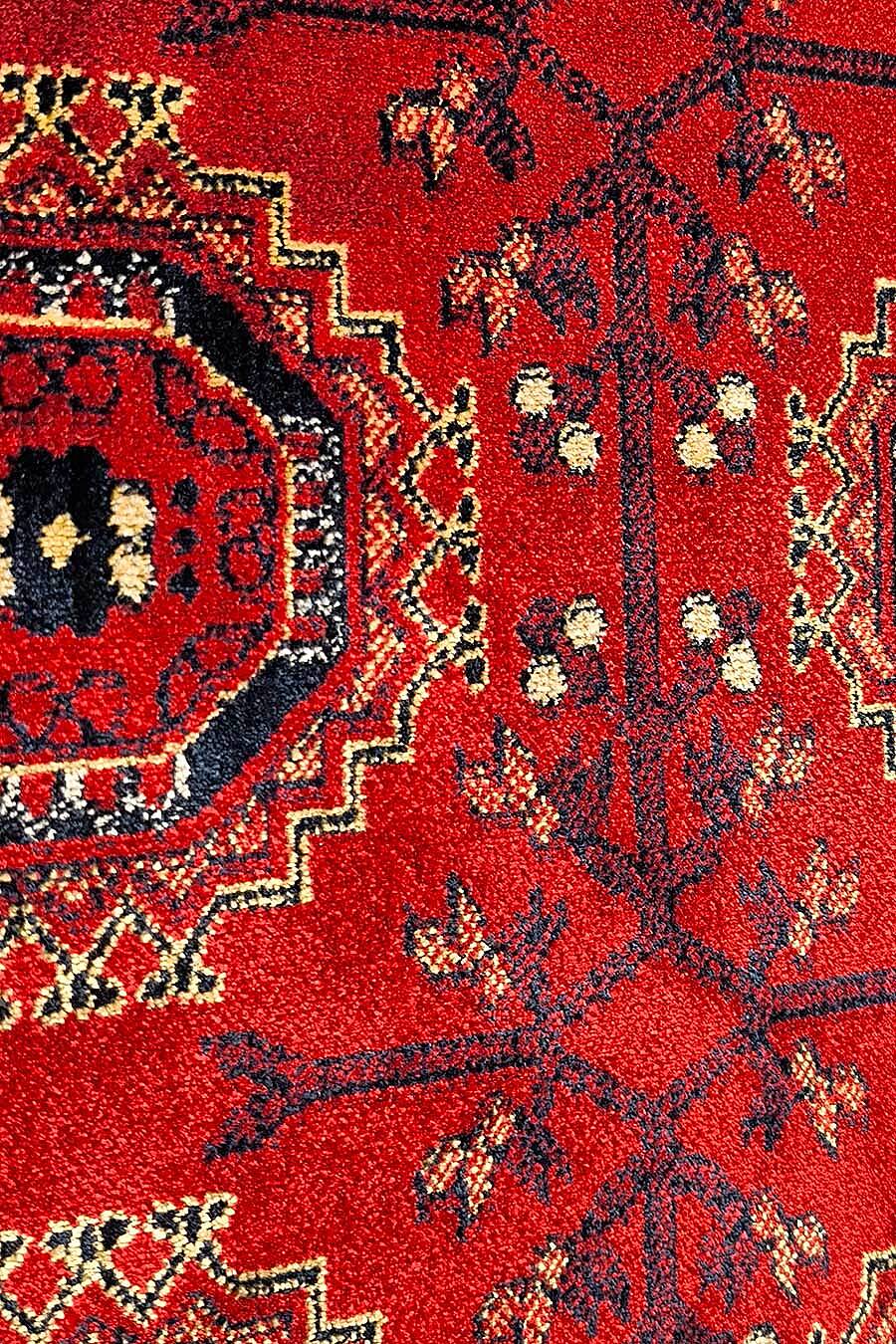 Afgan Halısı Bilicik Etnik Kunduz Otantik Desen Viskon Kırmızı Halı Bc01 - 6