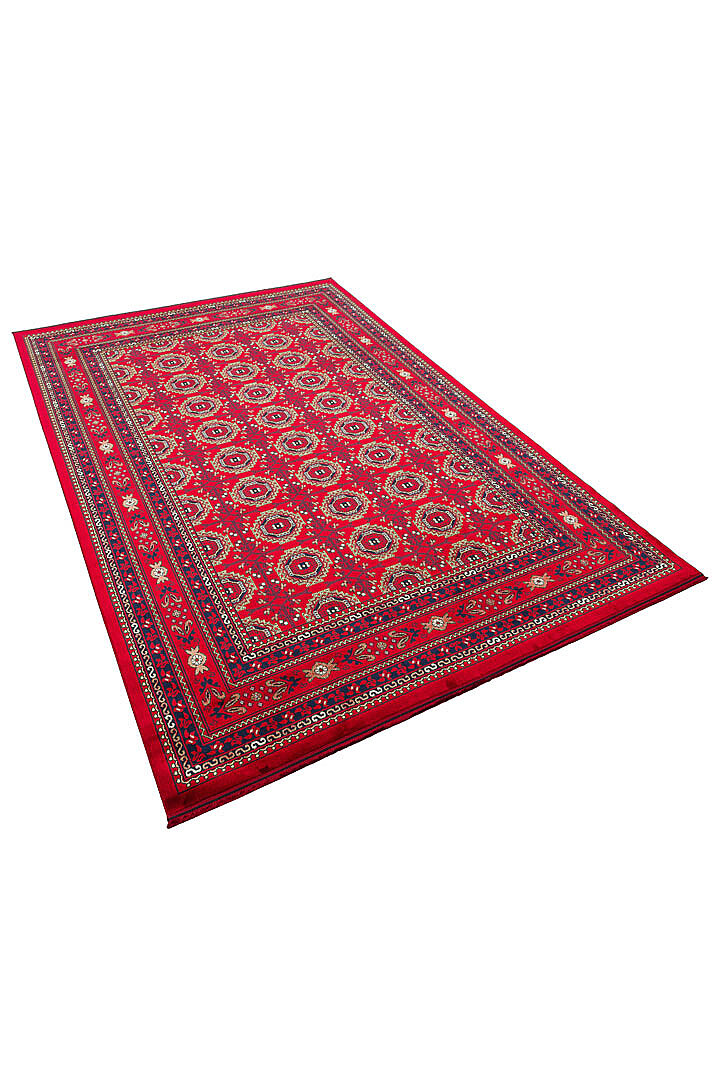 Afgan Halısı Bilicik Etnik Kunduz Otantik Desen Viskon Kırmızı Halı Bc01 - 3