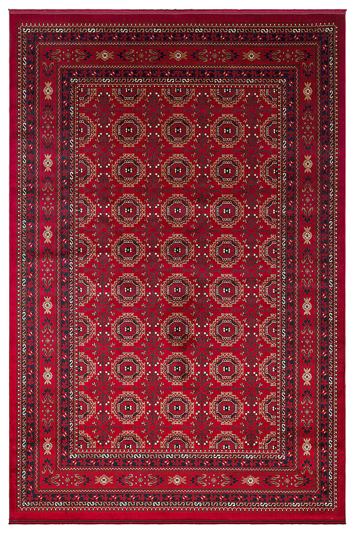 Afgan Halısı Bilicik Etnik Kunduz Otantik Desen Viskon Kırmızı Halı Bc01 - 8