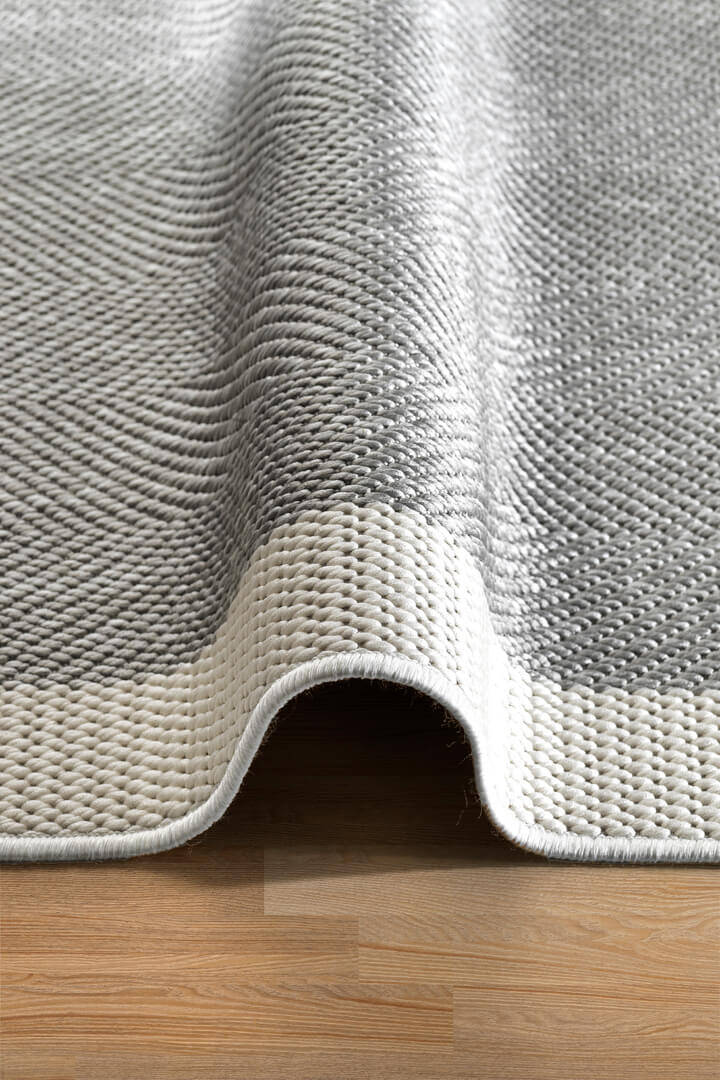 Agra Beyaz Çerçeveli Gri Sisal Dokuma Kolay Temizlenen Mutfak Salon Koridor ve Balkon Halısı Ar03 - 4
