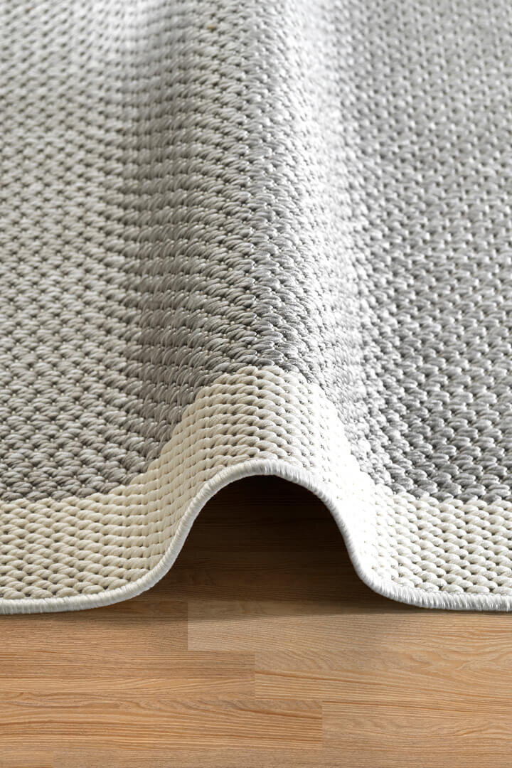 Agra Beyaz Çerçeveli Gri Sisal Dokuma Kolay Temizlenen Mutfak Salon Koridor ve Balkon Halısı Ar05 - 6