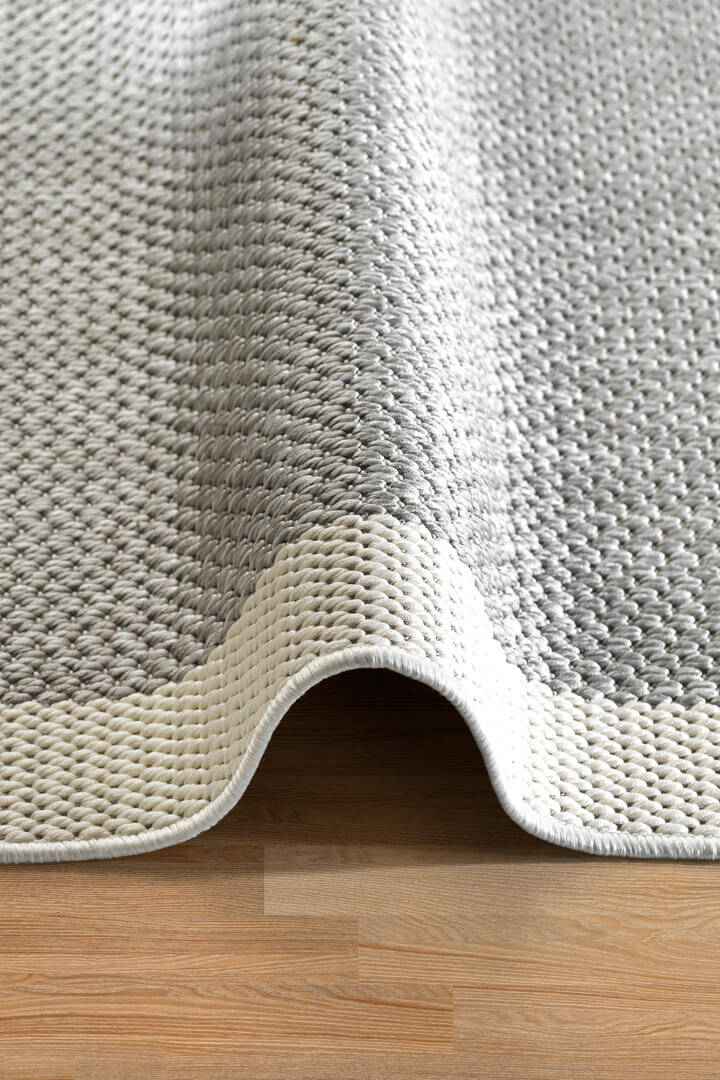 Agra Beyaz Çerçeveli Gri Sisal Dokuma Kolay Temizlenen Mutfak Salon Koridor ve Balkon Halısı Ar05 - 6