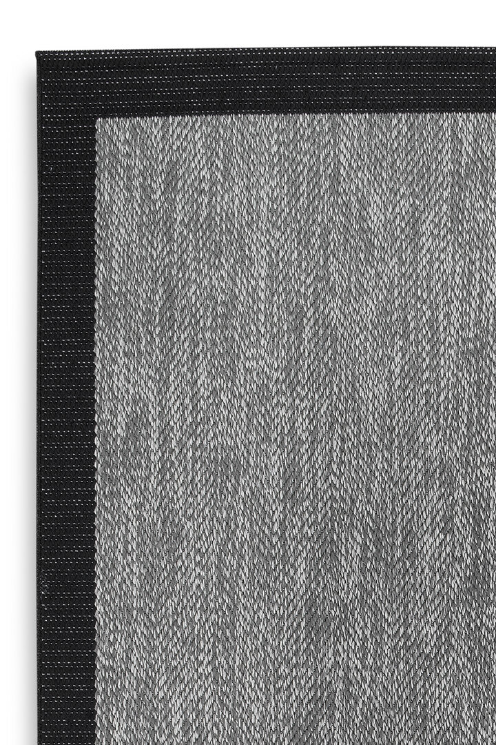 Agra Siyah Çerçeveli Gri Sisal Dokuma Kolay Temizlenen Mutfak Salon Koridor ve Balkon Halısı Ar01					 - 3
