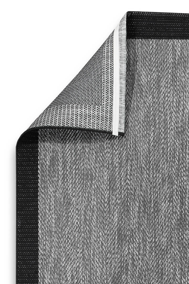 Agra Siyah Çerçeveli Gri Sisal Dokuma Kolay Temizlenen Mutfak Salon Koridor ve Balkon Halısı Ar01					 - 4