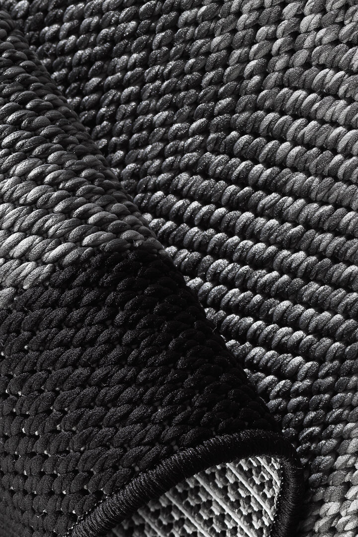 Agra Siyah Çerçeveli Gri Sisal Dokuma Kolay Temizlenen Mutfak Salon Koridor ve Balkon Halısı Ar01					 - 7