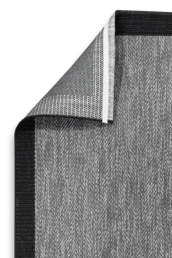 Agra Siyah Çerçeveli Gri Sisal Dokuma Kolay Temizlenen Mutfak Salon Koridor ve Balkon Halısı Ar01					 - 4