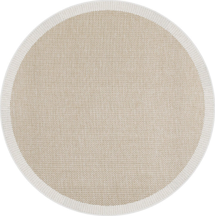 Agra Yuvarlak Beyaz Çerçeveli Bej Sisal Dokuma Kolay Temizlenebilen Mutfak Salon ve Balkon Halısı Ar04 - Frenda