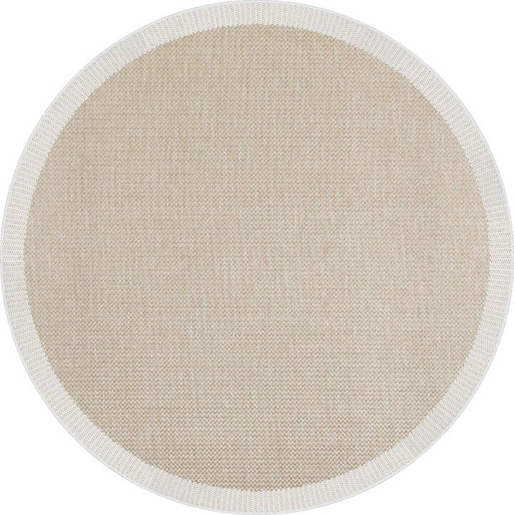 Agra Yuvarlak Beyaz Çerçeveli Bej Sisal Dokuma Kolay Temizlenebilen Mutfak Salon ve Balkon Halısı Ar04 - 1