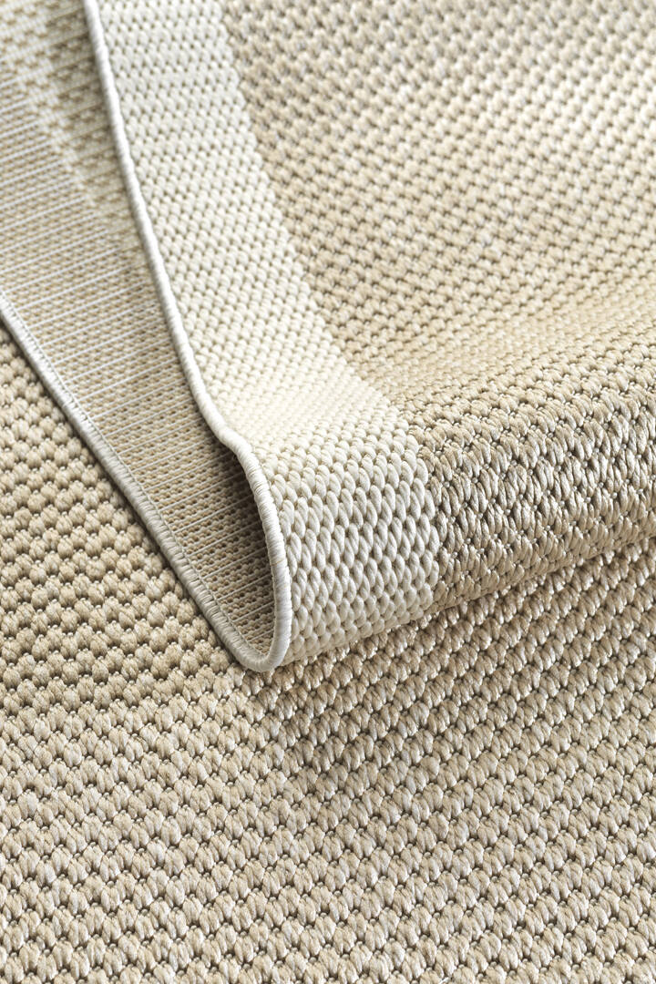 Agra Yuvarlak Beyaz Çerçeveli Bej Sisal Dokuma Kolay Temizlenen Mutfak Salon ve Balkon Halısı Ar04 - 2