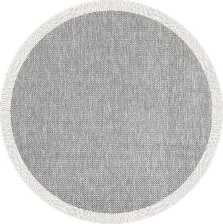 Agra Yuvarlak Beyaz Çerçeveli Gri Sisal Dokuma Kolay Temizlenebilen Mutfak Salon ve Balkon Halısı Ar05 - 1