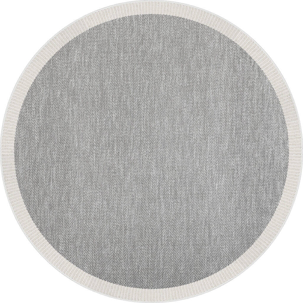 Agra Yuvarlak Beyaz Çerçeveli Gri Sisal Dokuma Kolay Temizlenen Mutfak Salon ve Balkon Halısı Ar03 - 1