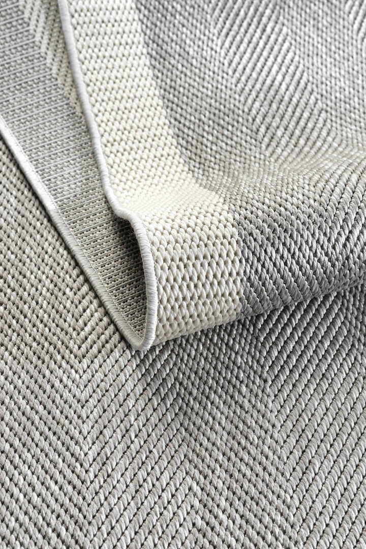 Agra Yuvarlak Beyaz Çerçeveli Gri Sisal Dokuma Kolay Temizlenen Mutfak Salon ve Balkon Halısı Ar03 - 2