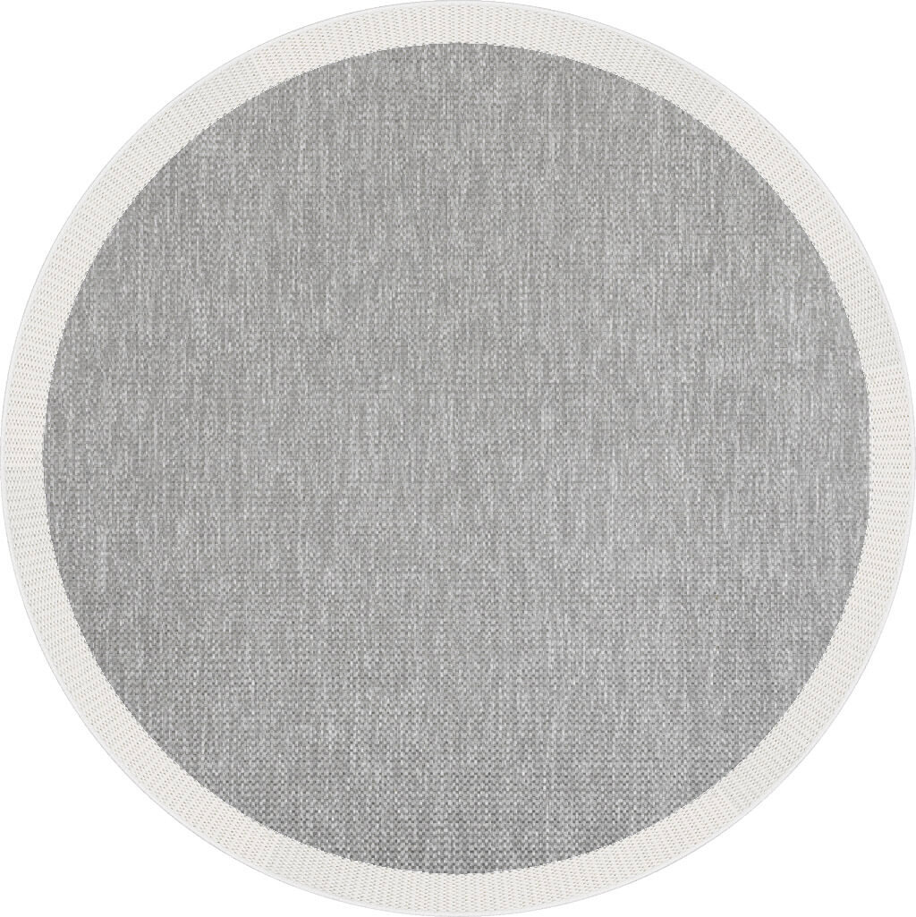 Agra Yuvarlak Beyaz Çerçeveli Gri Sisal Dokuma Kolay Temizlenen Mutfak Salon ve Balkon Halısı Ar05 - Frenda