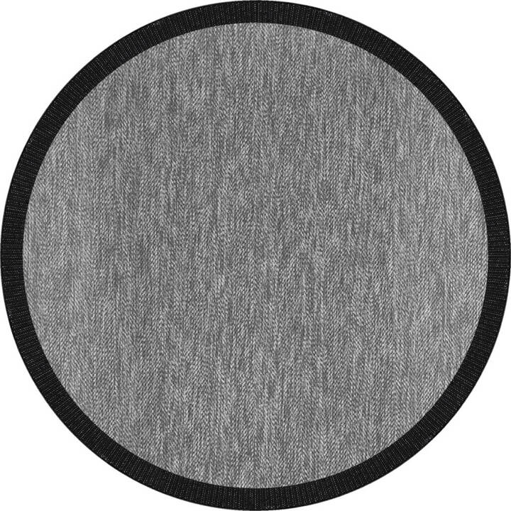 Agra Yuvarlak Siyah Çerçeveli Gri Sisal Dokuma Kolay Temizlenebilen Mutfak Salon ve Balkon Halısı Ar01 - 1