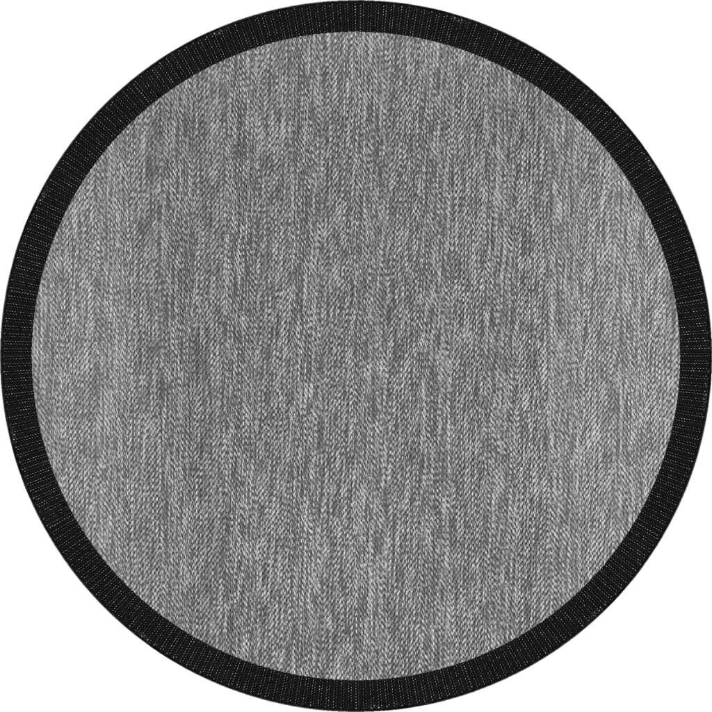 Agra Yuvarlak Siyah Çerçeveli Gri Sisal Dokuma Kolay Temizlenen Mutfak Salon ve Balkon Halısı Ar01 - Frenda