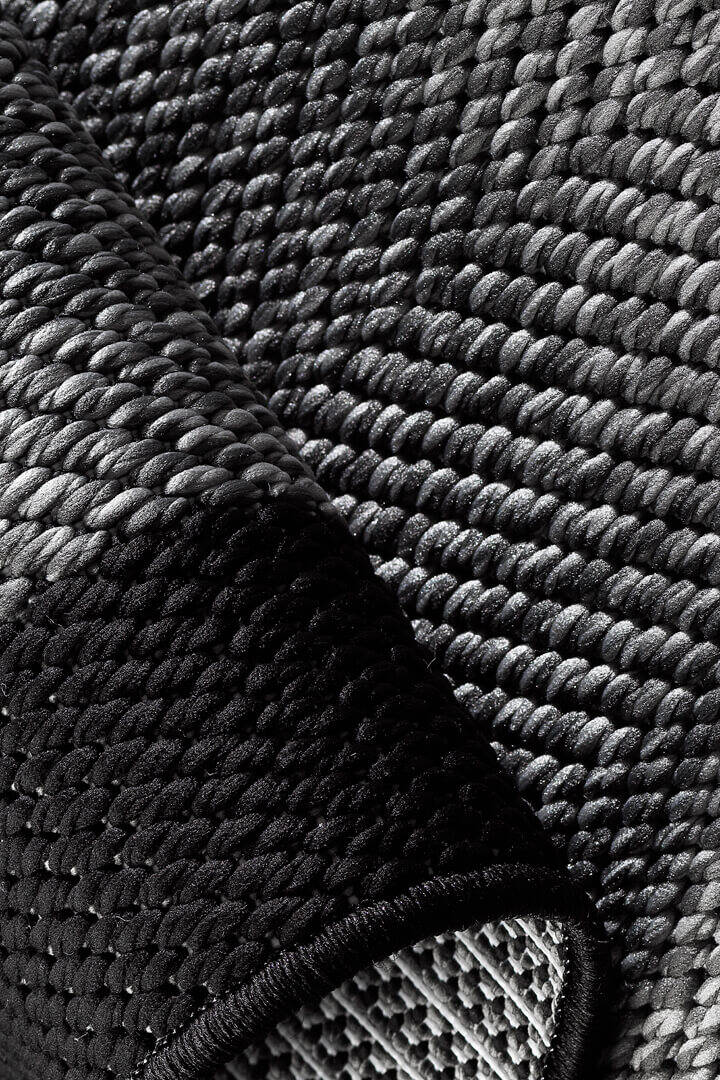 Agra Yuvarlak Siyah Çerçeveli Gri Sisal Dokuma Kolay Temizlenen Mutfak Salon ve Balkon Halısı Ar01 - 4