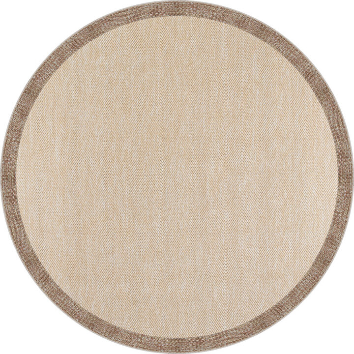 Agra Yuvarlak Vizon Çerçeveli Bej Sisal Dokuma Kolay Temizlenebilen Mutfak Salon ve Balkon Halısı Ar02 - Frenda