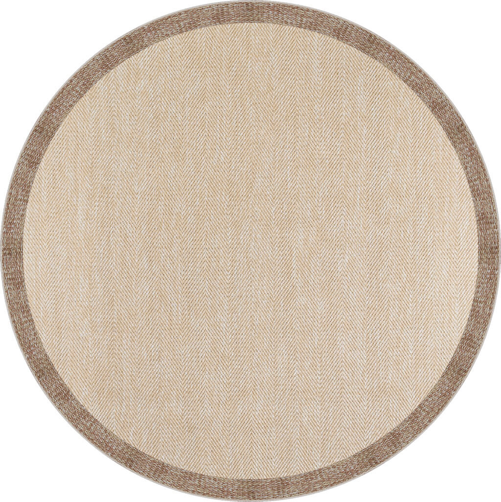 Agra Yuvarlak Vizon Çerçeveli Bej Sisal Dokuma Kolay Temizlenen Mutfak Salon ve Balkon Halısı Ar02 - Frenda
