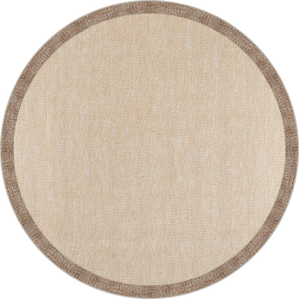 Agra Yuvarlak Vizon Çerçeveli Bej Sisal Dokuma Kolay Temizlenen Mutfak Salon ve Balkon Halısı Ar02 - 1