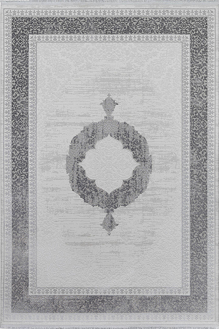 Alya Klasik Oryantal Tasarım Göbekli Halı Al02 Gri - 1