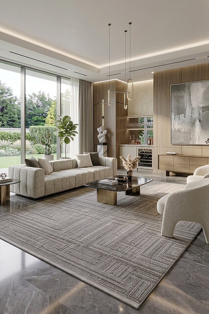 Alya Modern İtalyan Tasarım Makine Halısı Al01 Gri - Frenda