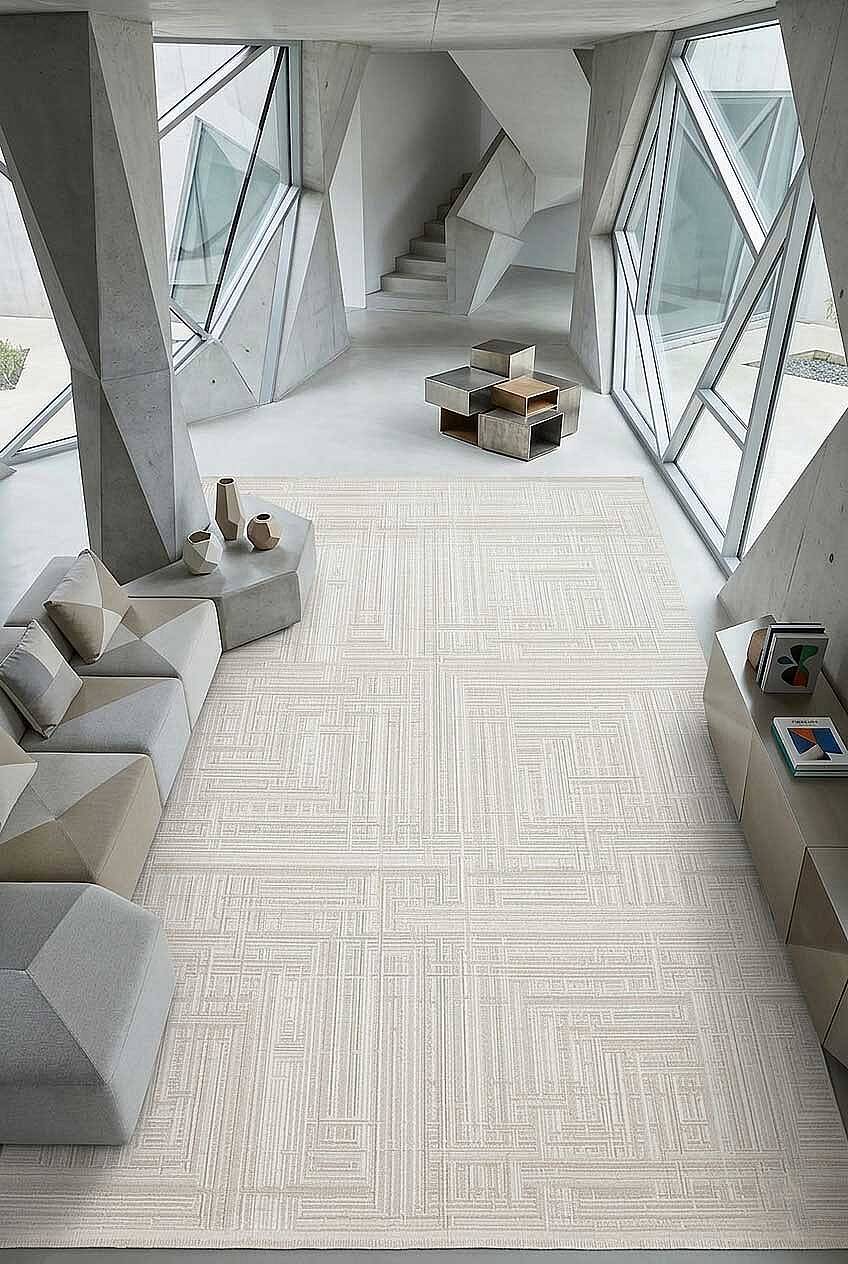 Alya Modern İtalyan Tasarım Makine Halısı Al01 Kemik - 1