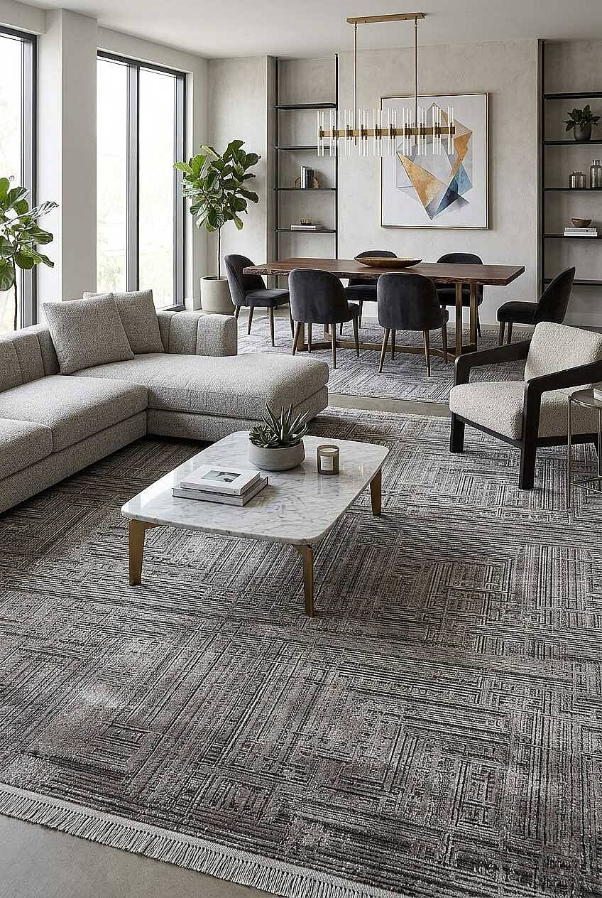 Alya Modern İtalyan Tasarım Makine Halısı Al01 Siyah - 1