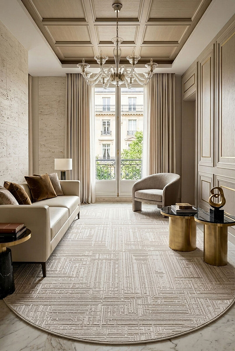 Alya Modern İtalyan Tasarım Makine Oval Halı Al01 Kemik - Frenda