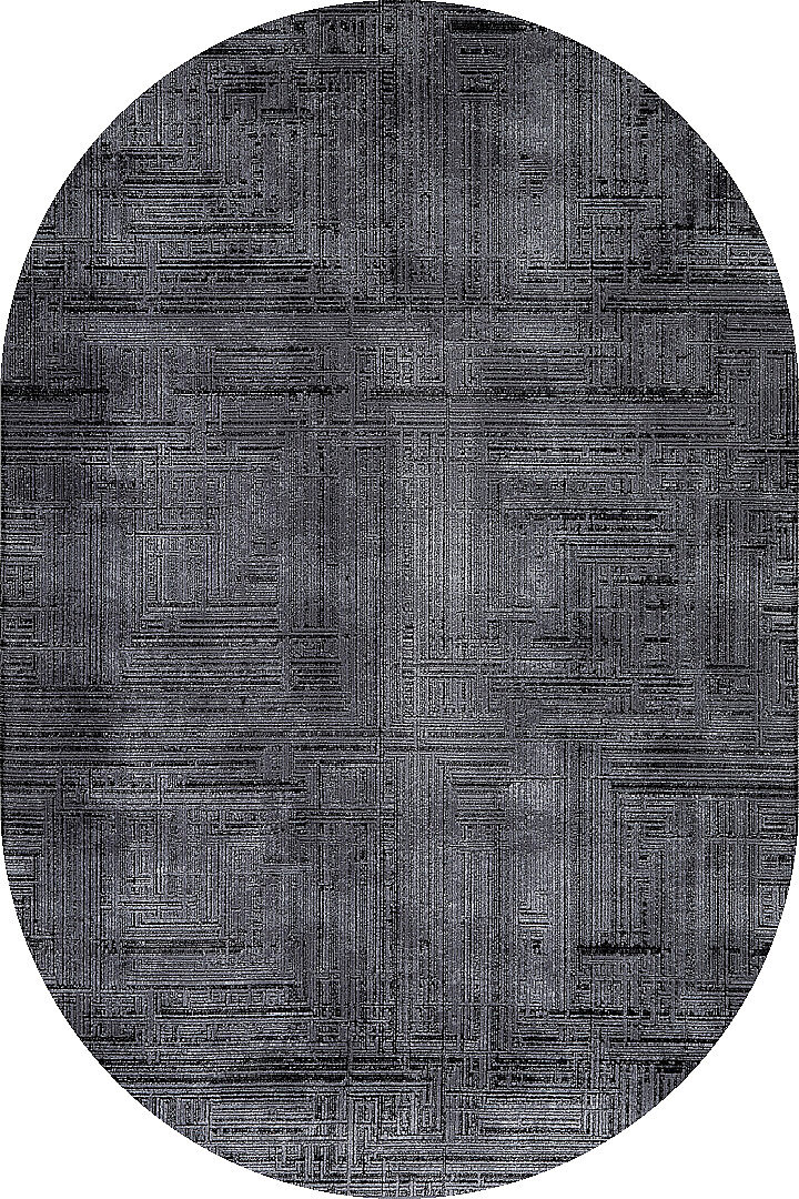 Alya Modern İtalyan Tasarım Makine Oval Halı Al01 Siyah 