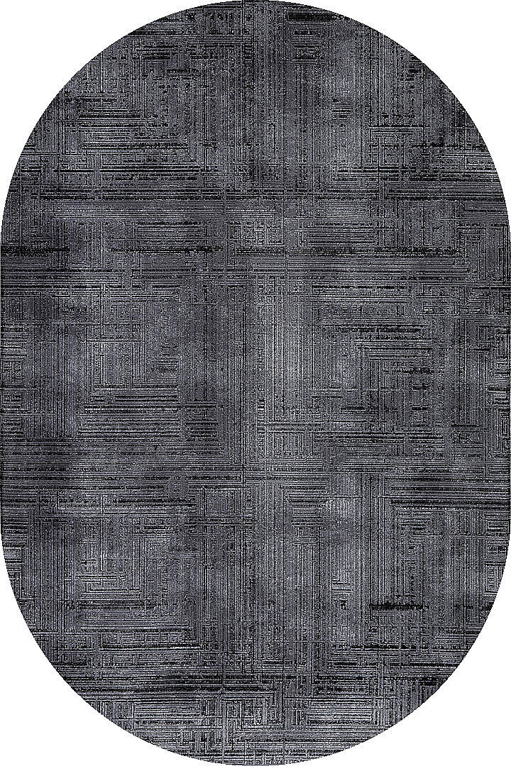 Alya Modern İtalyan Tasarım Makine Oval Halı Al01 Siyah - 1
