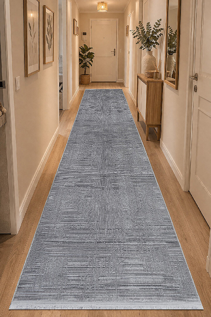 Alya Modern İtalyan Tasarım Makine Yolluk Kesme Halı Al01 Gri 