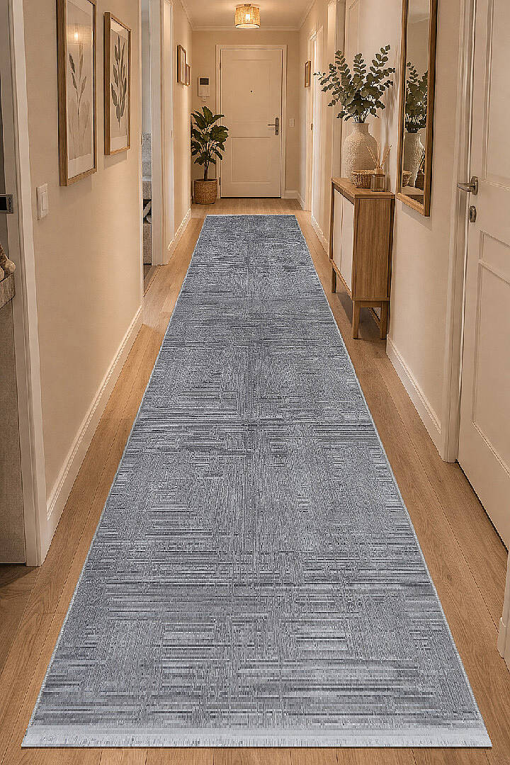 Alya Modern İtalyan Tasarım Makine Yolluk Kesme Halı Al01 Gri - 1