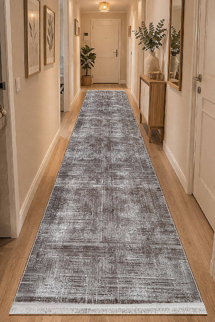 Alya Modern İtalyan Tasarım Makine Yolluk Kesme Halı Al01 Kahve - 1