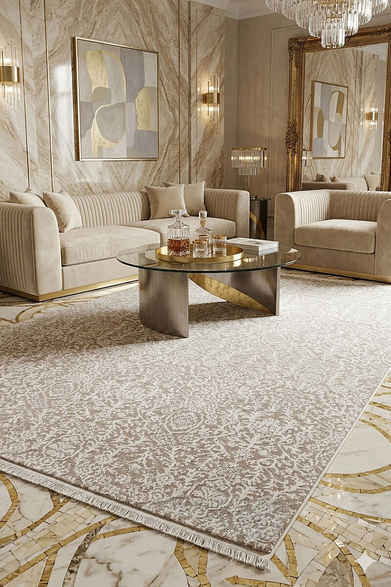 Alya Modern Tasarım Makine Halısı 29459 Kemik 