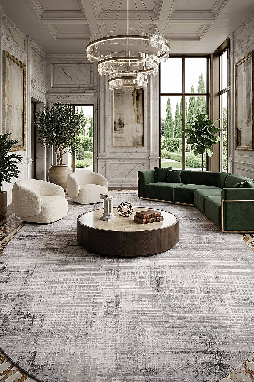 Alya Modern Tasarım Makine Oval Halı 20440 Gri - 1