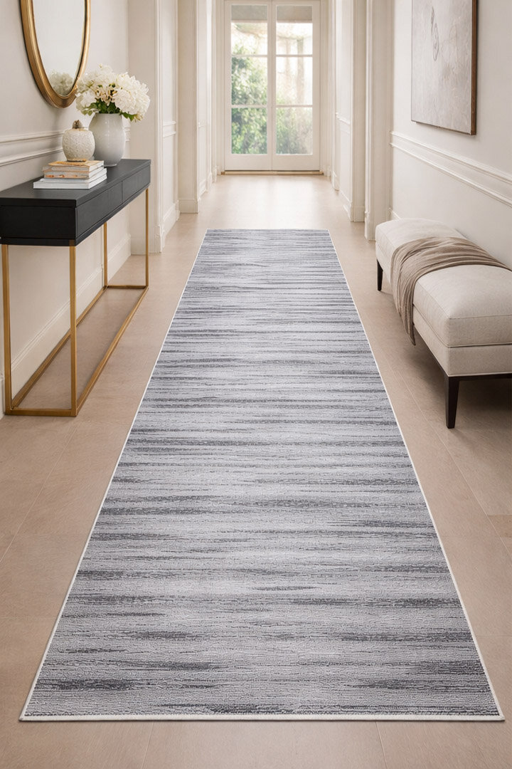 Alya Modern Tasarım Makine Yolluk Kesme Halı 20434 Siyah - Frenda