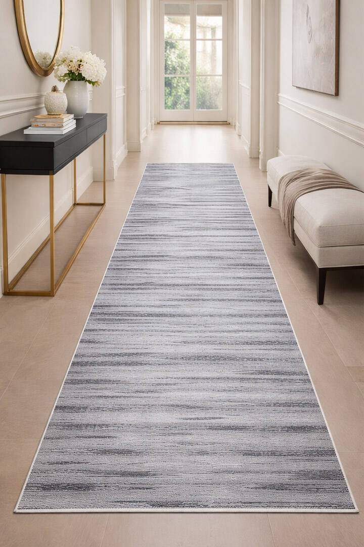 Alya Modern Tasarım Makine Yolluk Kesme Halı 20434 Siyah - 1