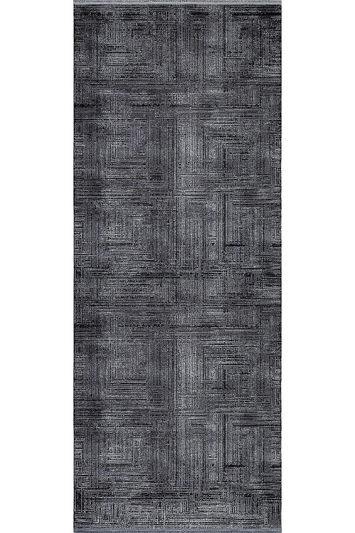 Alya Modern İtalyan Tasarım Makine Yolluk Kesme Halı Al01 Siyah - Frenda (1)