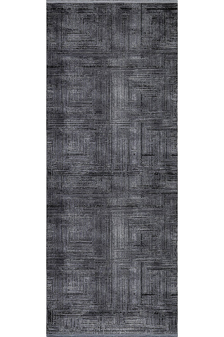 Alya Modern İtalyan Tasarım Makine Yolluk Kesme Halı Al01 Siyah - 2