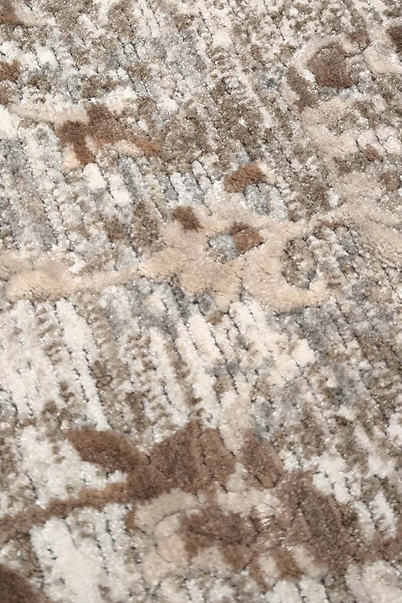 Antik Hermes Eskitme İskandinav Vintage Lüks Viskon Halı Hm02 Bej - Frenda (1)