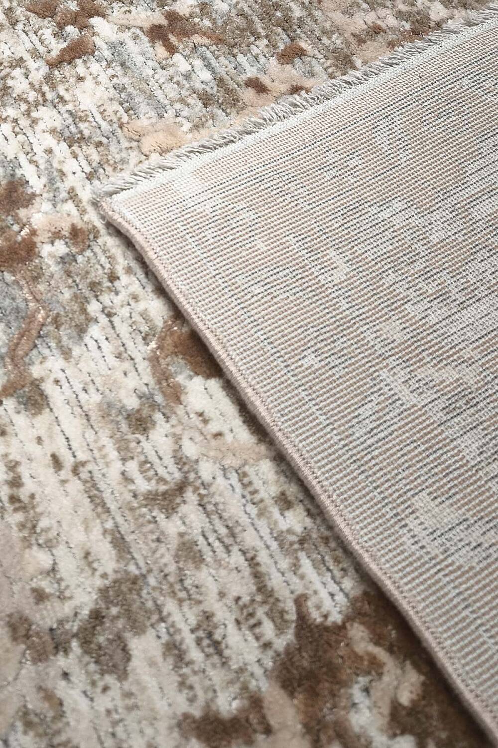 Antik Hermes Eskitme İskandinav Vintage Lüks Viskon Halı Hm02 Bej - 8
