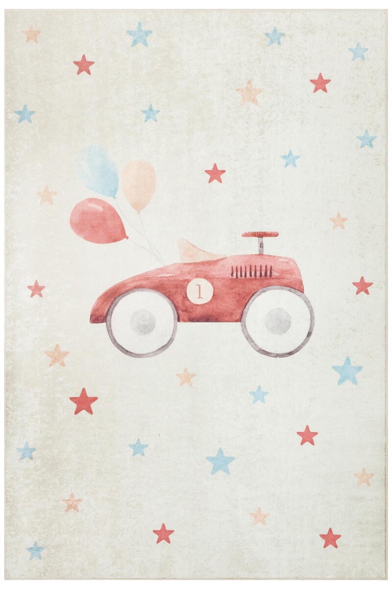 Araba Desenli Kaymaz Deri Taban Yıkanabilir Çocuk Halısı - Frenda (1)