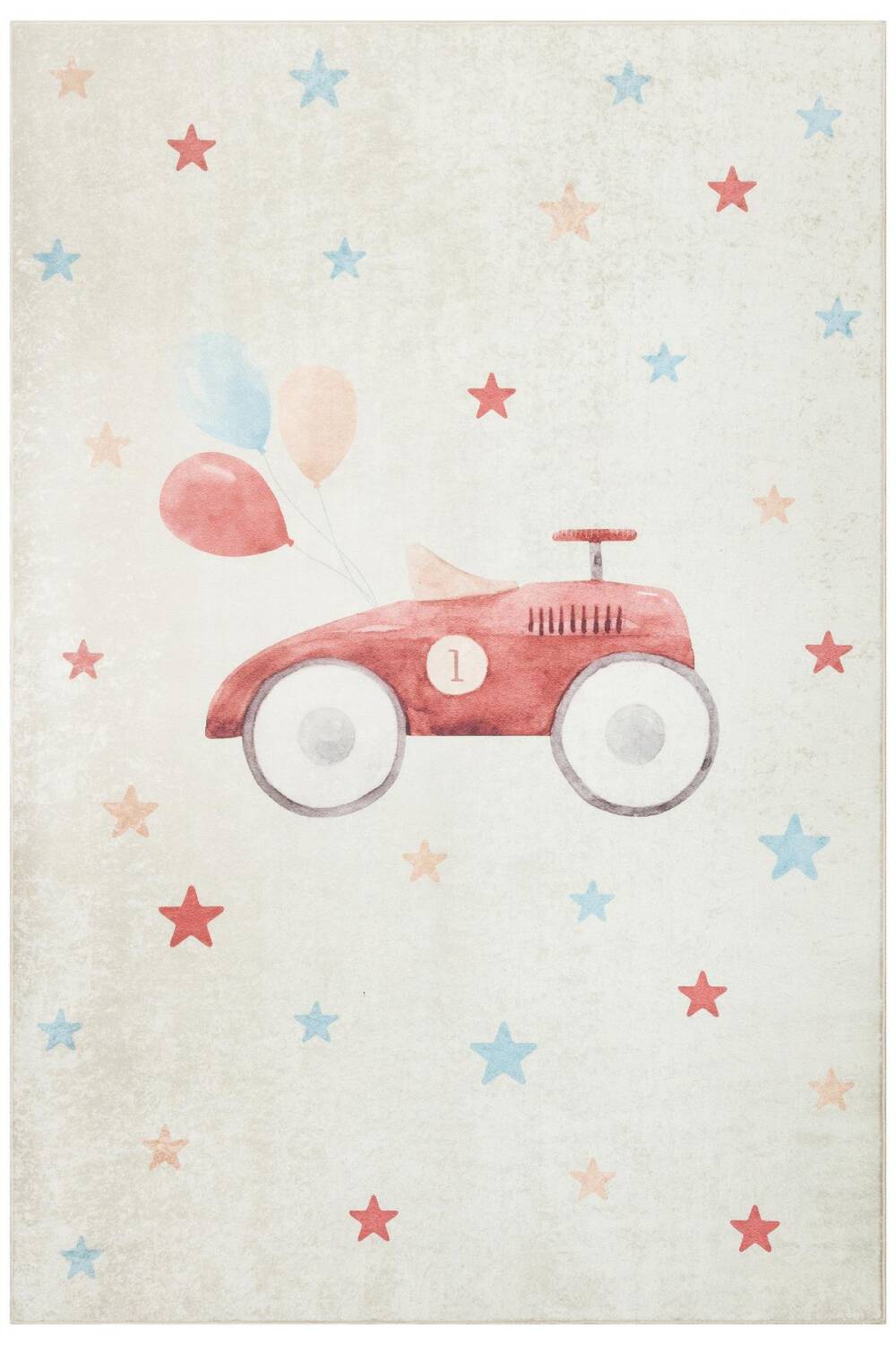 Araba Desenli Kaymaz Deri Taban Yıkanabilir Çocuk Halısı - 2