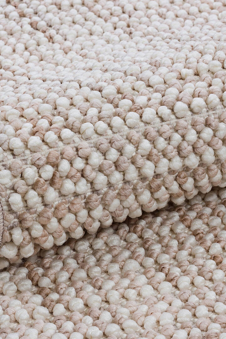 Bengal Puf Kabartmalı Yumuşak Yolluk Kesme Halı Bn02 Bej - 4