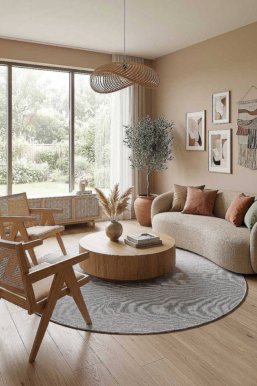 Bohem Şönil Pamuklu Jaipur Örgülü Kilim Dokuma Yuvarlak Halı Jp02 Kırmızı - 1