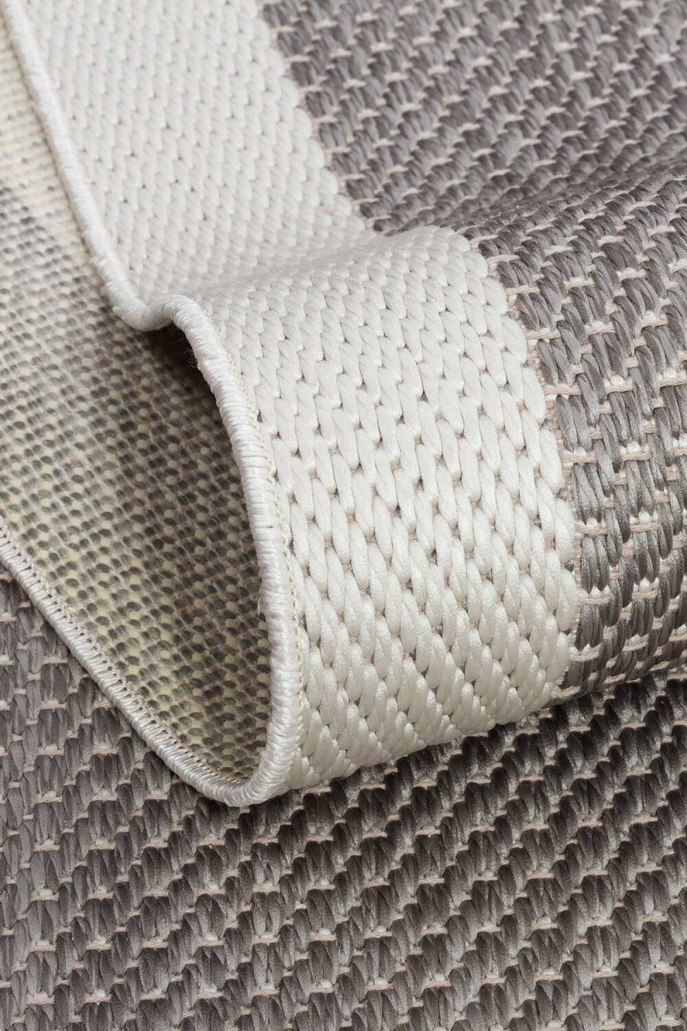 Bordürlü Antrasit Dekoratif Sisal Halı Siesta 1501 - 5